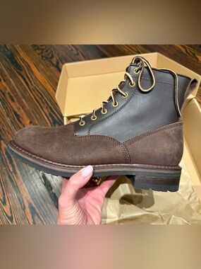 Filson Brown Suede and Leather Lace-Up Work Boot